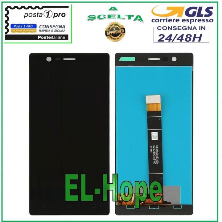 Écran LCD pour Nokia 3 N3 TA 1032 1020 1028 Écran tactile en verre Noir