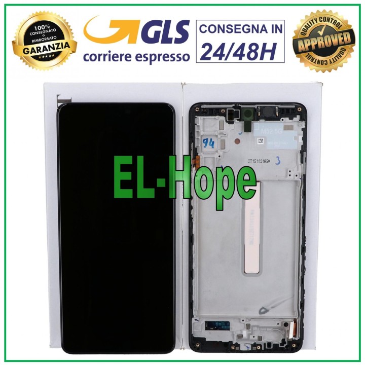 Écran tactile d origine Samsung M52S 2021 SM M526 M526B, cadre noir GH82-27091A
