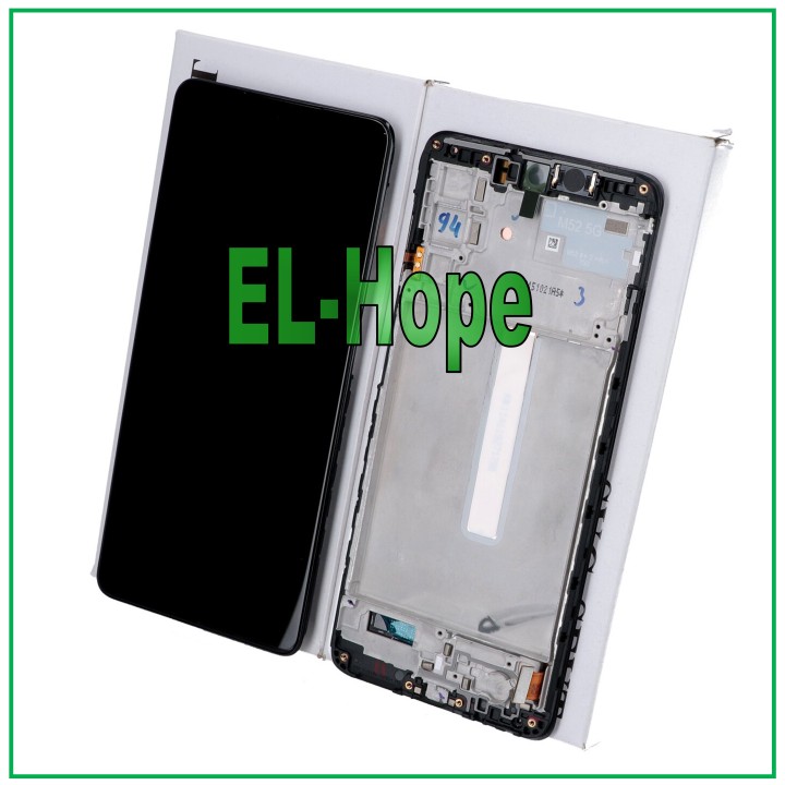 Écran tactile d origine Samsung M52S 2021 SM M526 M526B, cadre noir GH82-27091A
