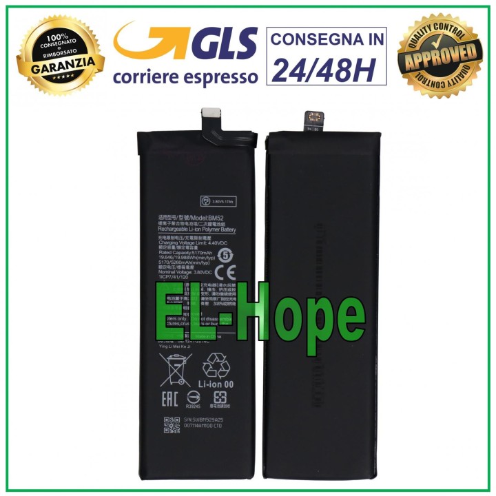 Batterie BM52 pour Xiaomi Mi Note 10 / Pro / Mi Note 10 Lite 5260 mAh