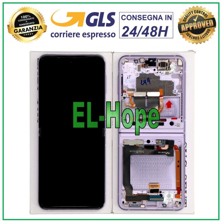 Écran tactile d origine Samsung Z Flip 3 5G SM-F711B, cadre lavande GH82-27244D