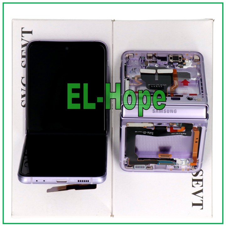 Écran tactile d origine Samsung Z Flip 3 5G SM-F711B, cadre lavande GH82-27244D