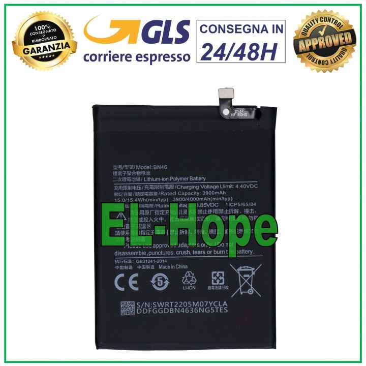 Batterie BN46 pour Xiaomi Redmi Note 6 / Note 8 M1908C3J / 8T M1908C3XG 4000 mAh