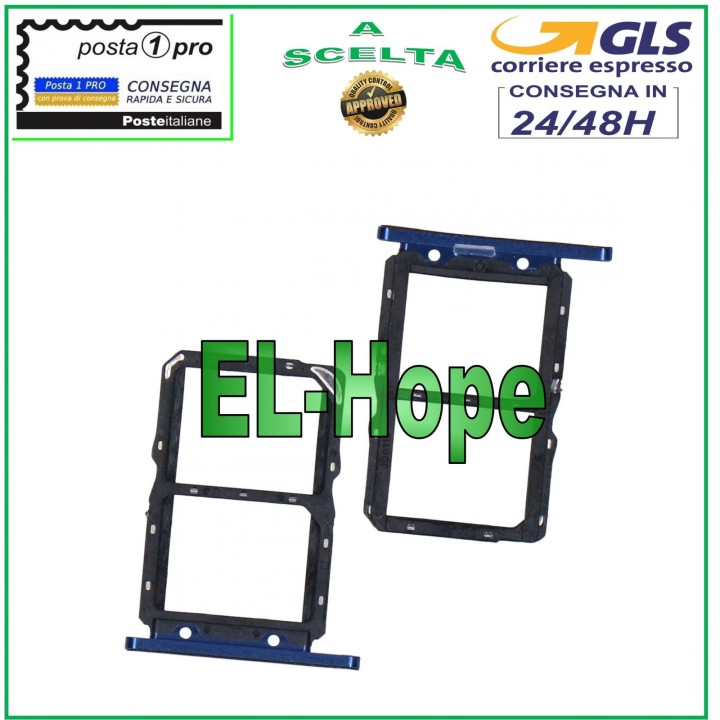 SUPPORT DE CHARIOT À FENTE COMPARTIMENT CARTE SIM MICRO SD HUAWEI NOVA 5T YAL-L21 L61 L71 BLEU