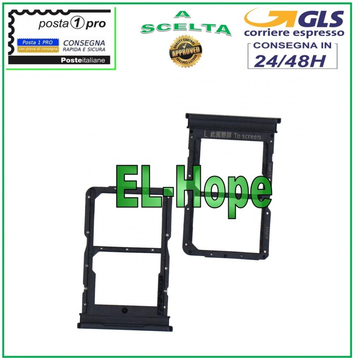 Support de chariot a' fentes pour carte SIM et SD pour Huawei Honor 20 Lite HRY-LX1T L21T Noir