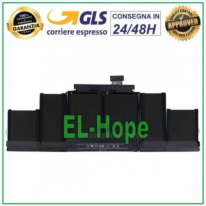 Batterie de remplacement A1417 pour Apple MacBook Pro 15  (2012-2013) A1398 8800 mAh