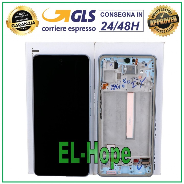 Cadre et e'cran d origine pour Samsung A53 5G 2022 SM A536 A536B tactile bleu GH82-28025C