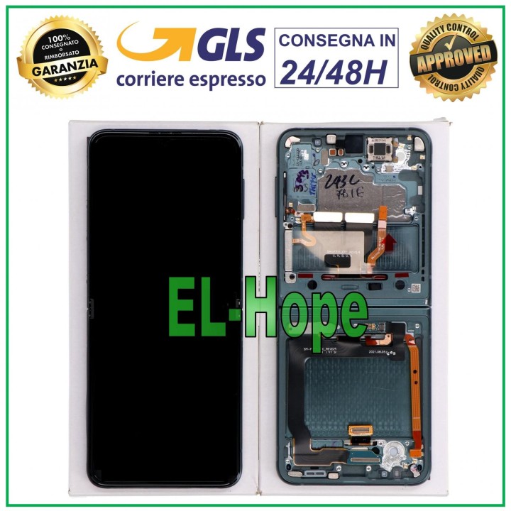 Écran LCD tactile vert avec cadre d origine pour Samsung Galaxy Z Flip 3 5G SM-F711