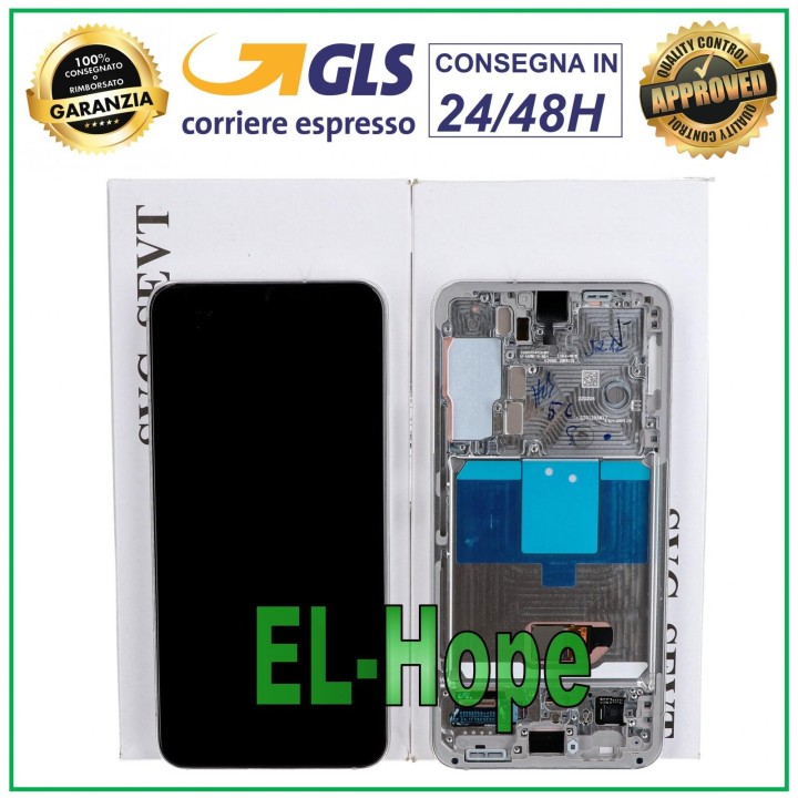 Écran tactile LCD d origine Samsung S22 SM-S901, cadre blanc cre'me GH82-27520B