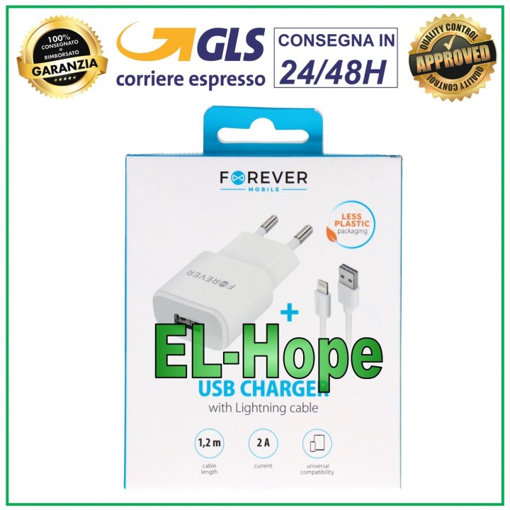 Chargeur USB de voyage pour iPhone 5 V 10 W 2 A + câble Lightning blanc 1,2 m