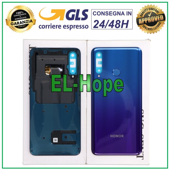 Coque arrie're d origine Honor 20 Lite HRY-LX1T L21T Cache batterie en verre bleu