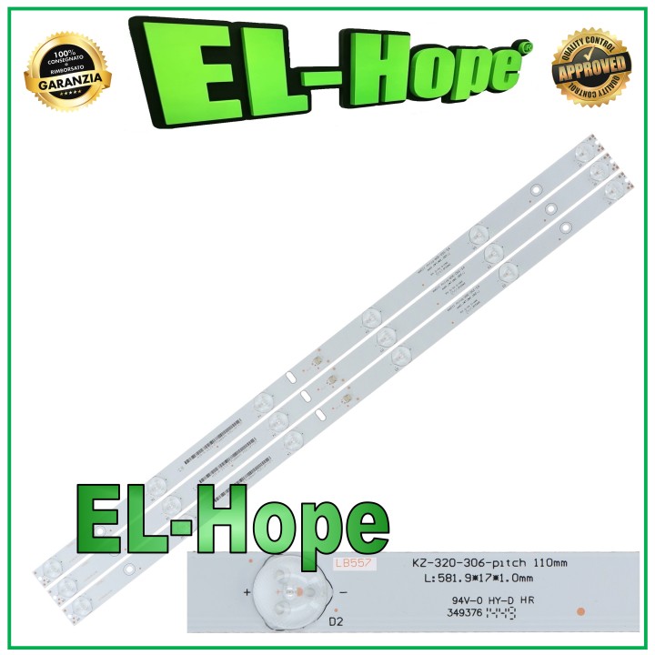 KIT 3 BARRES 6 LED POUR TV 32  HISENSE KZ-320-306-PITCH JHD315GH-E52 AGS46124