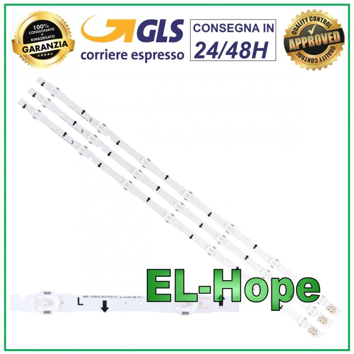 KIT DE 3 BARRES DE RUBAN LED POUR TV 32  SAMSUNG D4GE-320DC0-R2 2014SVS32HD LB658 650 mm