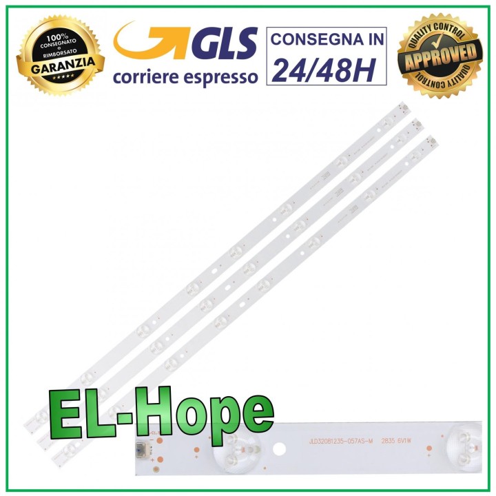 KIT DE 3 BARRES DE 8 RUBAN LED POUR TV 32  TCL JLD32081235-057AS-M H32B3803 H32B380B