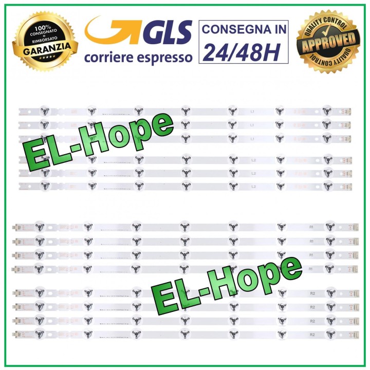 KIT 12 BARRES LED POUR TV 55  LG 6916L 1629A (L1) 1741A (L2) 1630A (R1) 1743A (R2)