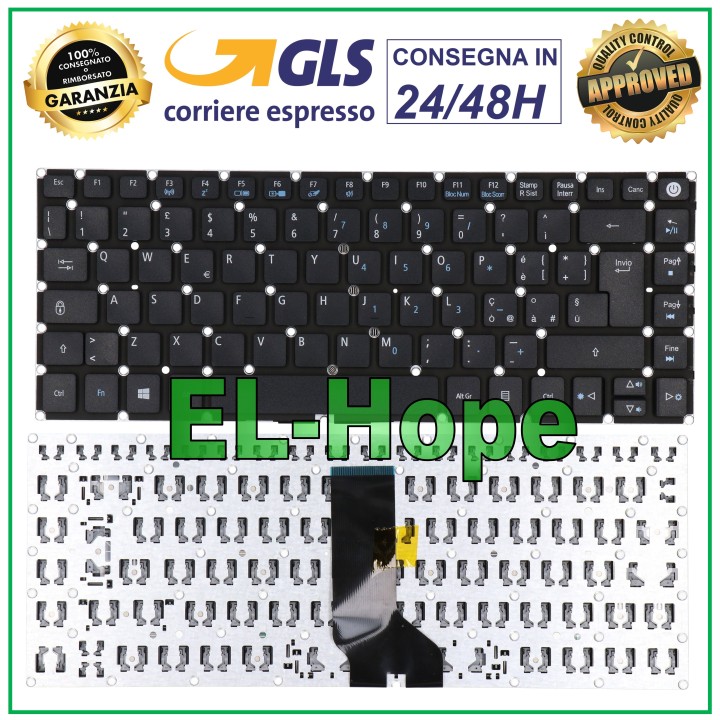 Clavier italien pour ordinateur portable Acer Aspire ES1-511 E15 ES1-520 ES1-521, noir