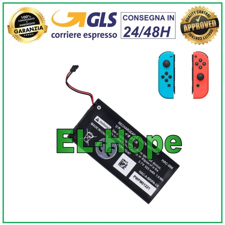 Batterie HAC-006 pour manette Joy-Con droite et gauche Nintendo Switch 525 mAh