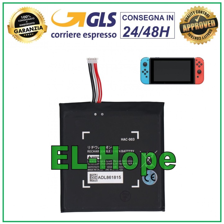 Batterie HAC-003 pour console Nintendo Switch 4310 mAh 3,7 V, e'quivalente a' l originale