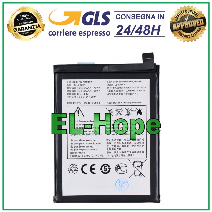 Batterie TLP030K7 pour Alcatel One Touch 1S OT-5024D 3060 mAh, identique a' celle d origine