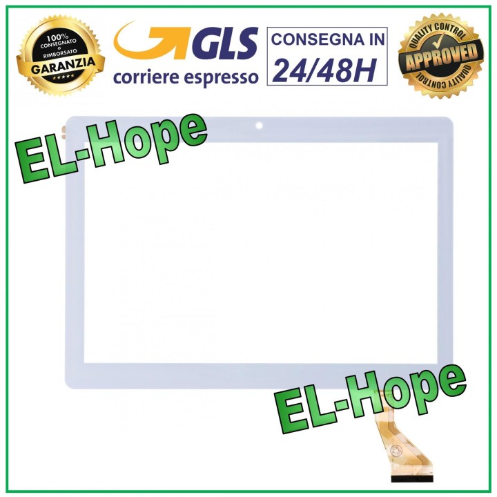 ÉCRAN TACTILE EN VERRE PHABLET PLAT CODE KINGVINA-PG1026-FPC 10,1  BLANC ADHÉSIF DOUBLE FACE