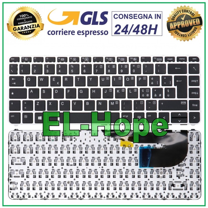 Clavier italien pour ordinateur portable HP EliteBook 745 840 G3 G4, cadre argente'