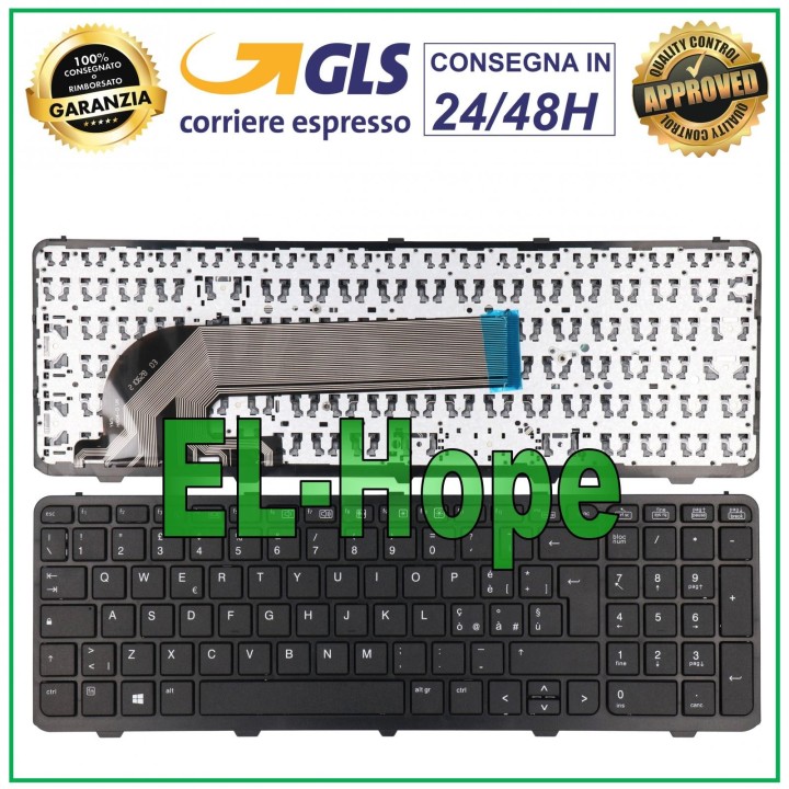 Clavier italien pour ordinateur portable HP ProBook 450, 455, 470 G0, G1, G2, noir
