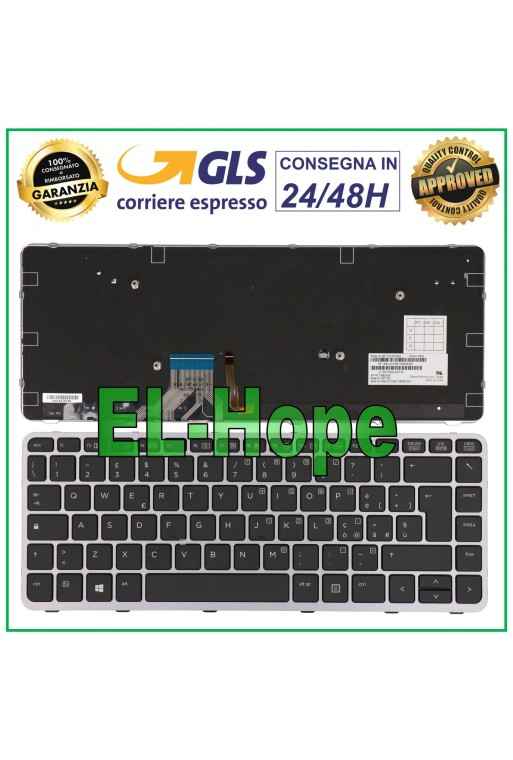 Clavier italien pour HP EliteBook Folio 1040 G1 G2, cadre re'troe'claire', argent