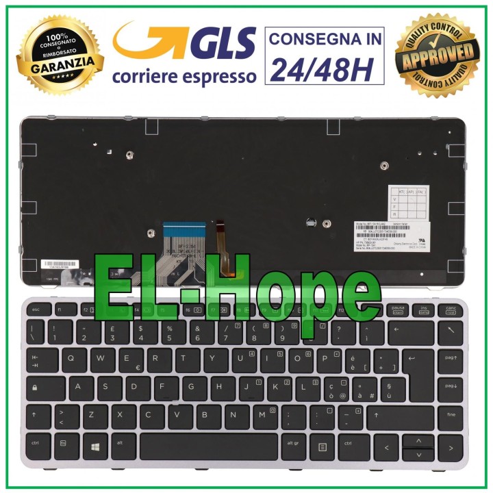 Clavier italien pour HP EliteBook Folio 1040 G1 G2, cadre re'troe'claire', argent