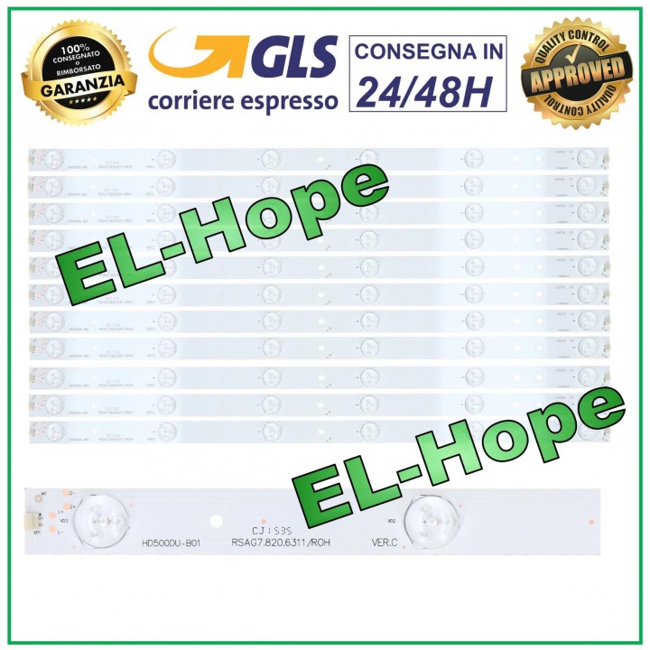 KIT 11 BARRES 6 LED TV 50  HISENSE HD500DUB01 RSAG7.820.6311/RHO AGS45153