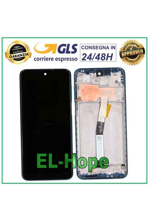 Cadre d e'cran tactile LCD pour Xiaomi Redmi Note 9 Pro / 9 Pro Max / 9S M2003J6 Bleu
