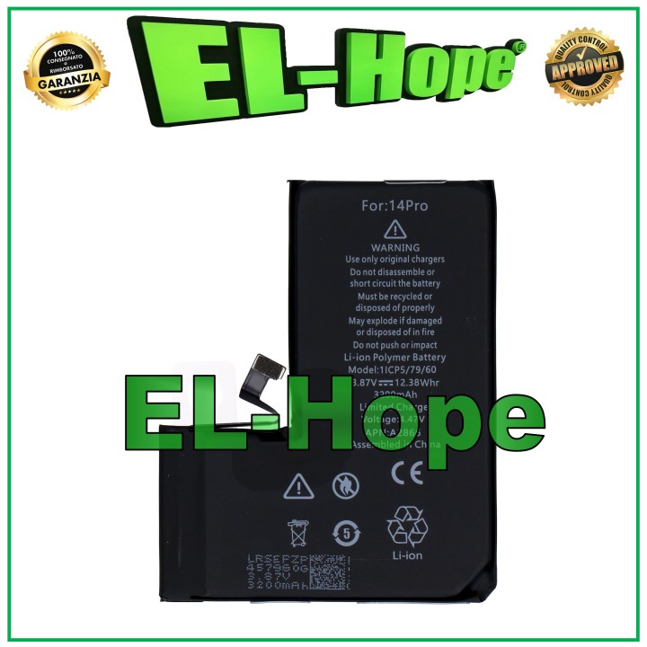 Batterie de remplacement pour iPhone 14 Pro 3200 mAh 4,47 V A2866