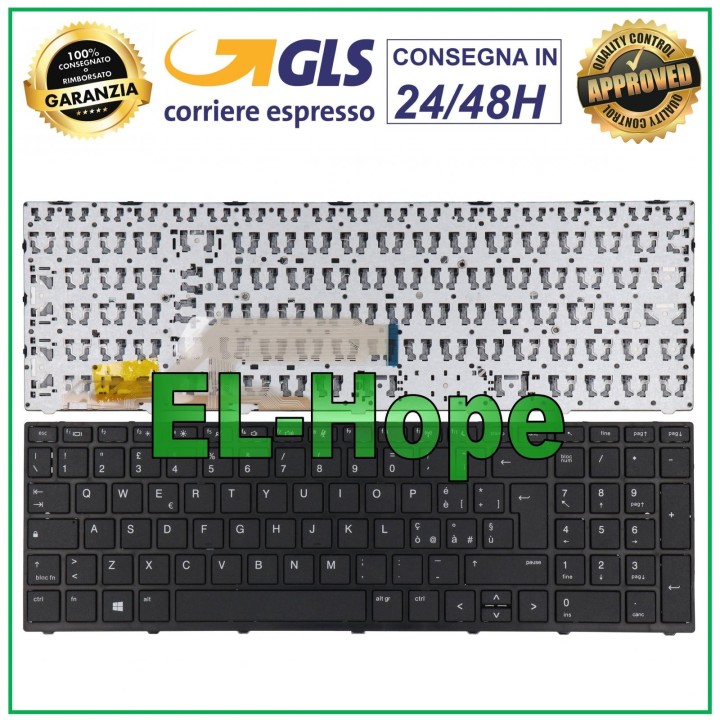 Clavier italien pour ordinateur portable HP ProBook G5 Series 450, 455, 470, noir
