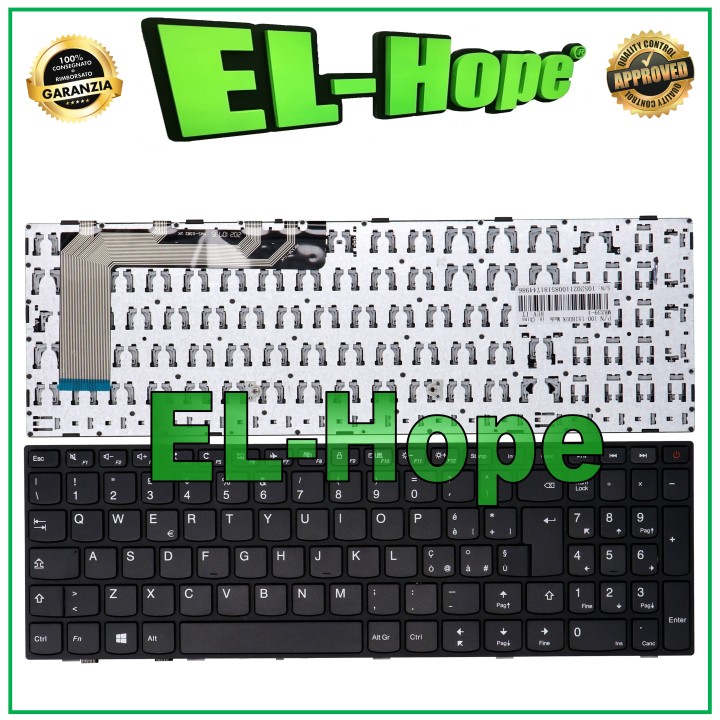 Clavier italien pour ordinateur portable Lenovo Ideapad 110-15ISK, 110-17ACL, 110-17IKB, noir