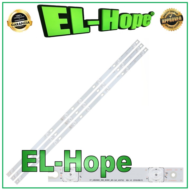 KIT 3 BARRES 8 LED POUR TV 43  TCL TOT-43D2900-3X8-3030C 43D2900 43DP608 U43P6046