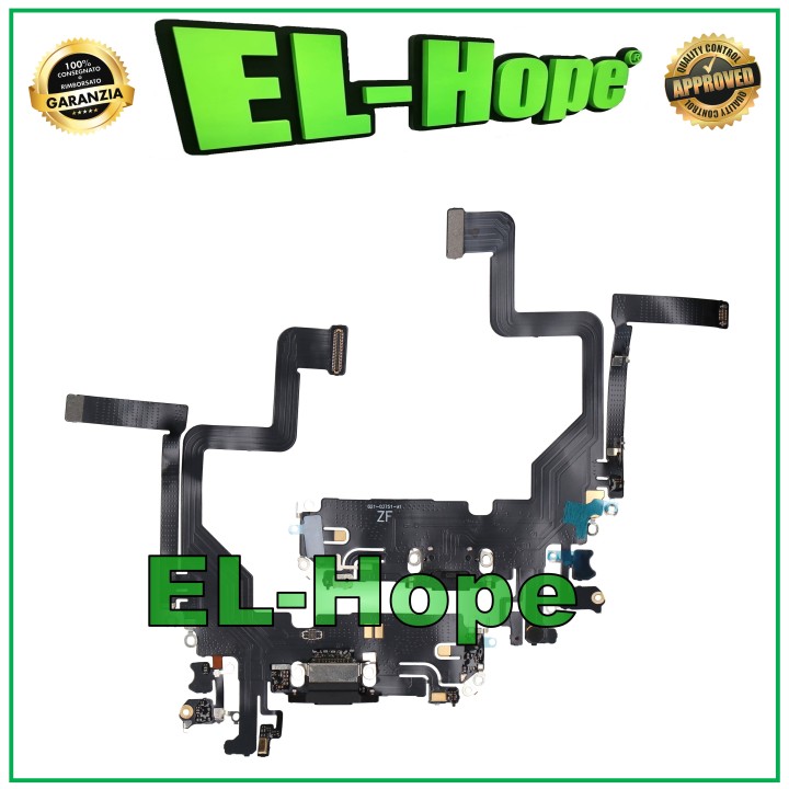 CONNECTEUR DE CHARGE POUR APPLE iPhone 14 PRO FLAT FLEX MICROPHONE DE CHARGE NOIR