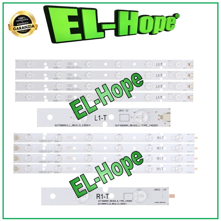 KIT 8 BARRES 6 LED POUR TV 39  TOSHIBA SVT390A12 / SVT390A05 / SVT400A94 /39L2300D