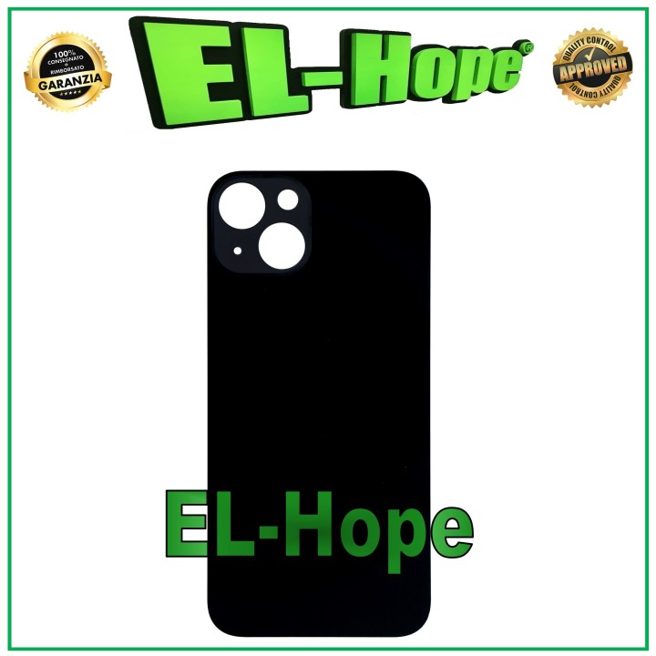 Coque arrie're en verre avec cache batterie pour iPhone 13, grand trou, noir nuit