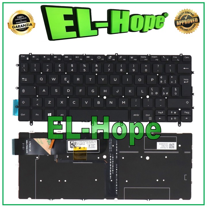 Clavier italien re'troe'claire' pour ordinateur portable Dell XPS 9370, 9380, XPS 13, 7390