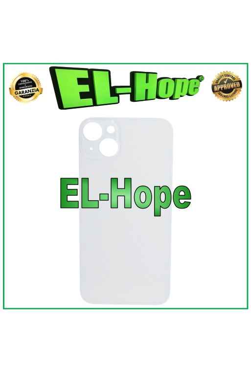 Coque arrie're en verre avec cache batterie pour iPhone 14 Plus, grand trou, blanc
