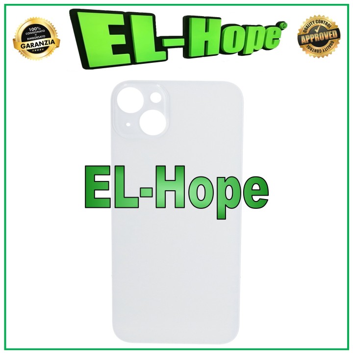 Coque arrie're en verre avec cache batterie pour iPhone 14 Plus, grand trou, blanc