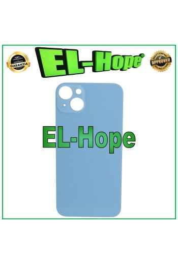 Coque arrie're en verre avec cache batterie pour iPhone 14 Plus, grand trou, bleu