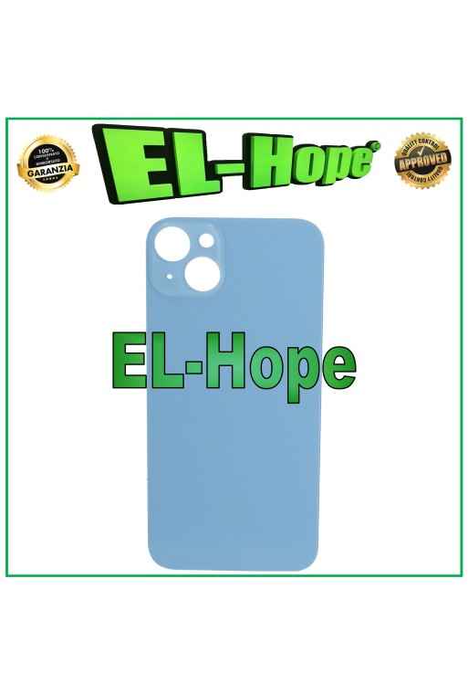 Coque arrie're en verre avec cache batterie pour iPhone 14 Plus, grand trou, bleu
