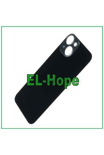 Coque arrie're en verre avec cache batterie pour iPhone 14, grand trou, noir nuit