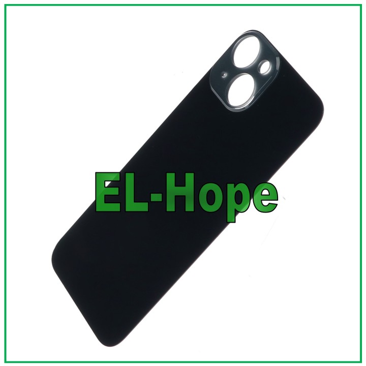 Coque arrie're en verre avec cache batterie pour iPhone 14, grand trou, noir nuit