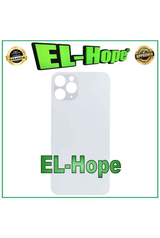 Coque arrie're en verre avec grand trou pour iPhone 11 Pro, argente'e