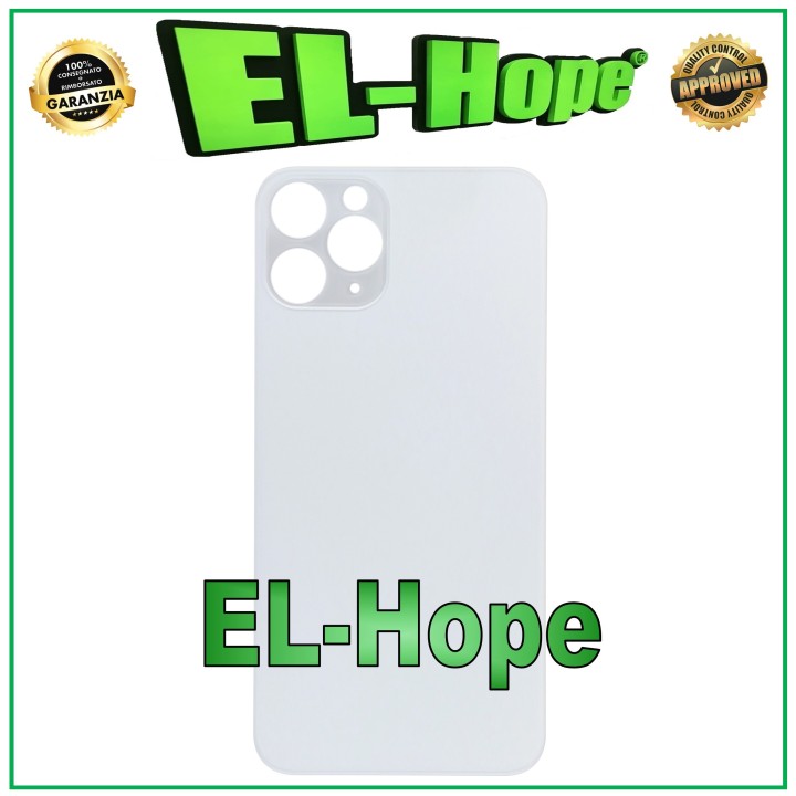 Coque arrie're en verre avec grand trou pour iPhone 11 Pro, argente'e