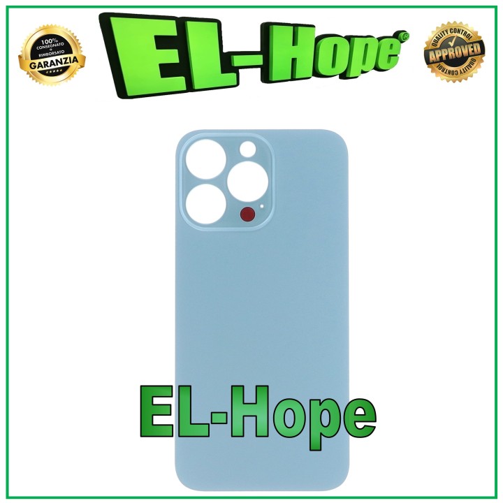 Coque arrie're en verre avec cache batterie pour iPhone 13 Pro, grand trou, bleu Sierra