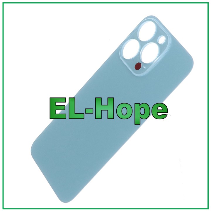 Coque arrie're en verre avec cache batterie pour iPhone 13 Pro, grand trou, bleu Sierra