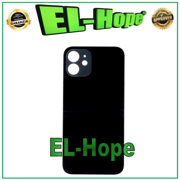 Coque arrie're en verre avec grand trou pour iPhone 12 Noir