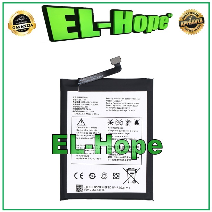 Batterie TLP037A7 pour TCL PLEX T780H 3820 mAh, qualite' e'quivalente a' l original